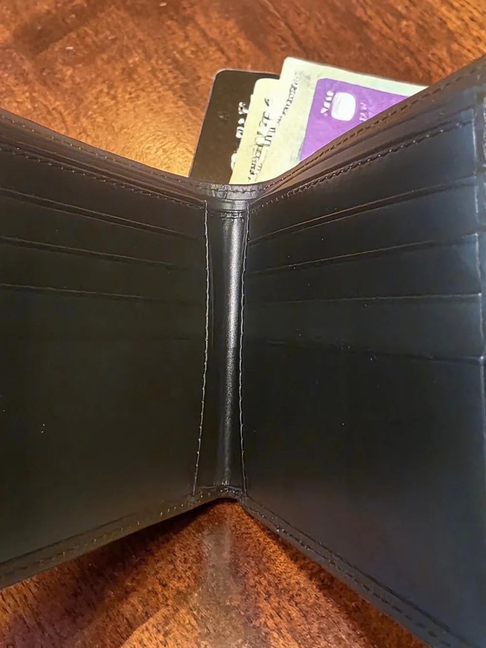 Men's Black Leather Bifold Wallet Chemical Formula Embossed